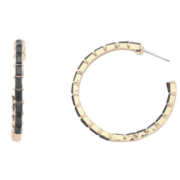 STONE PAVED C HOOP EARRING