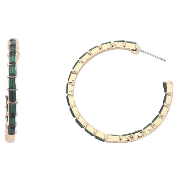 STONE PAVED C HOOP EARRING