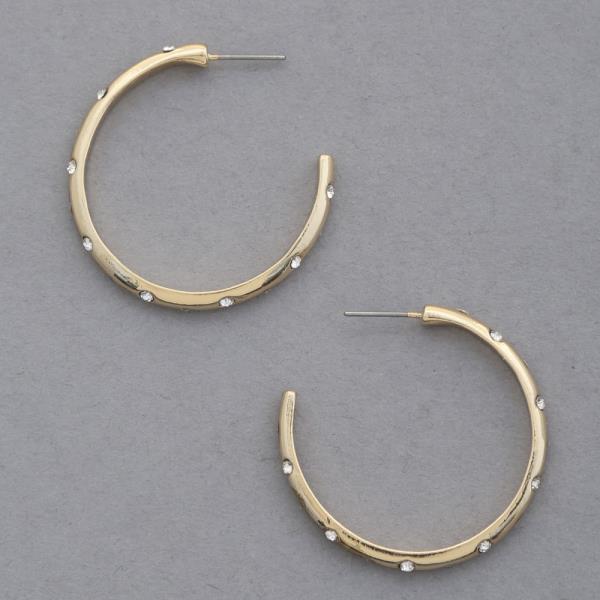 RHINESTONE OPEN HOOP EARRING