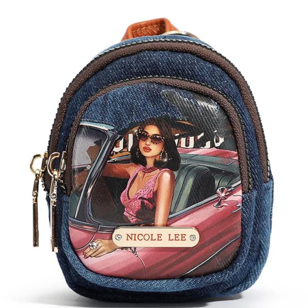 NICOLE LEE DENIM MINI BACKPACK COIN PURSE