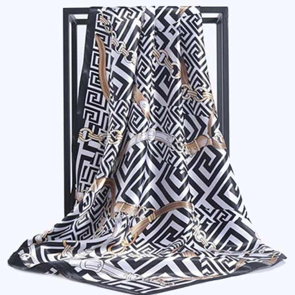 HORSE BRIDLE GEOMETRIC DESIGN SATIN NECK SCARF