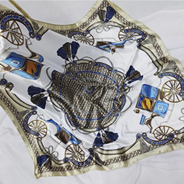 CARRIAGE FLOWER TASSEL SATIN NECK SCARF