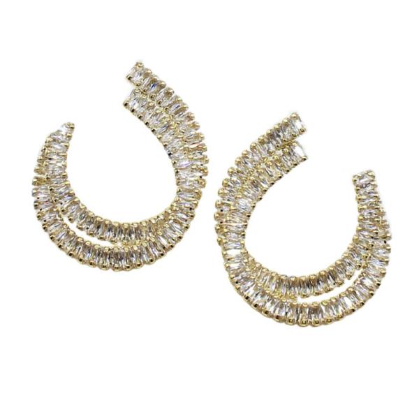 RHINESTONE DOUBLE OPEN HOOP EARRING