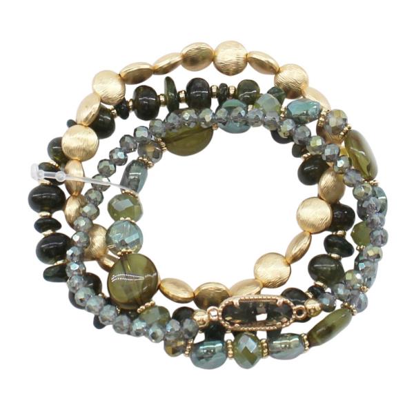 SEMI PRECIOUS STONE MULTI STRETCH BRACELET