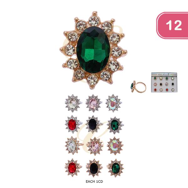 RHINESTONE RING (12 UNITS)