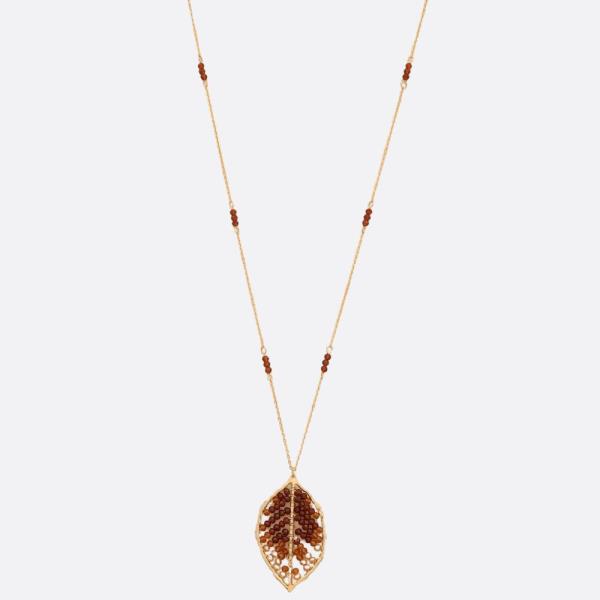 LEAF BEADED PENDANT NECKLACE