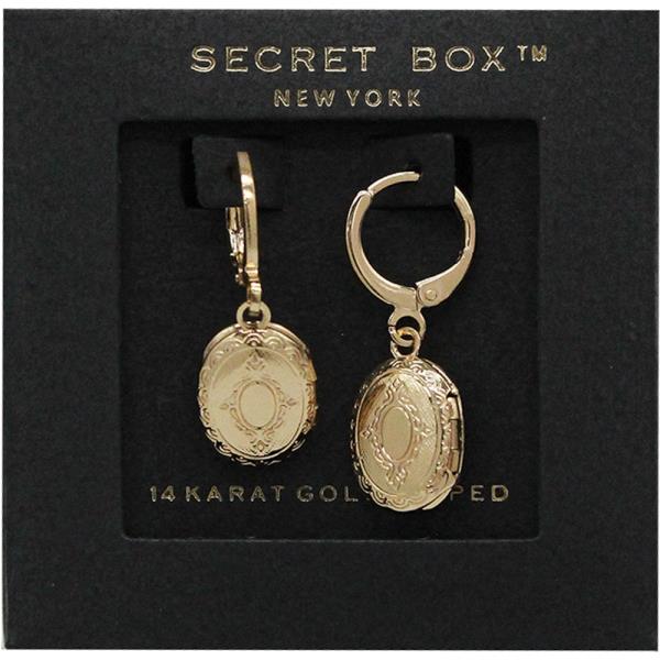 SECRET BOX 14K GOLD STERLING SILVER DIPPED LOCKET HUGGIE HOOP EARRING