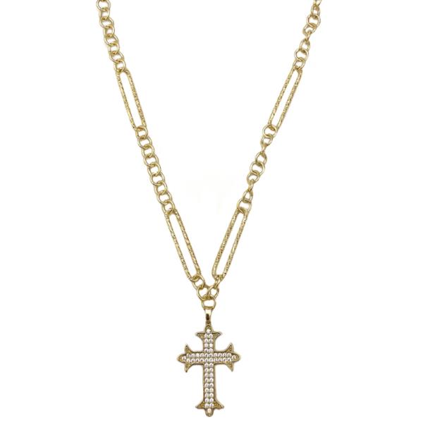 METAL CHAIN CROSS PENDANT NECKLACE