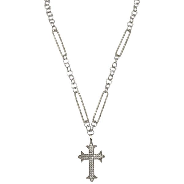 METAL CHAIN CROSS PENDANT NECKLACE