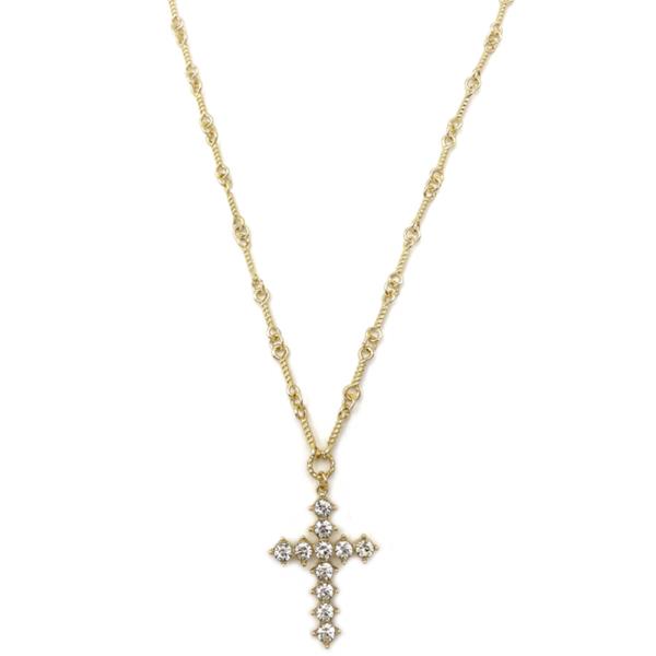 RHINESTONE CROSS PENDANT NECKLACE