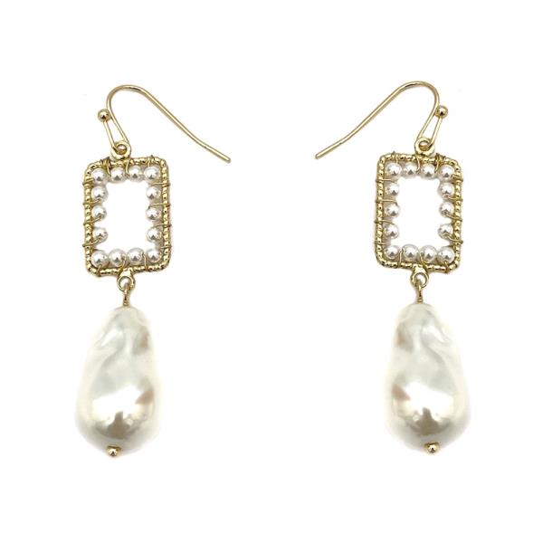 PEARL METAL DANGLE EARRING