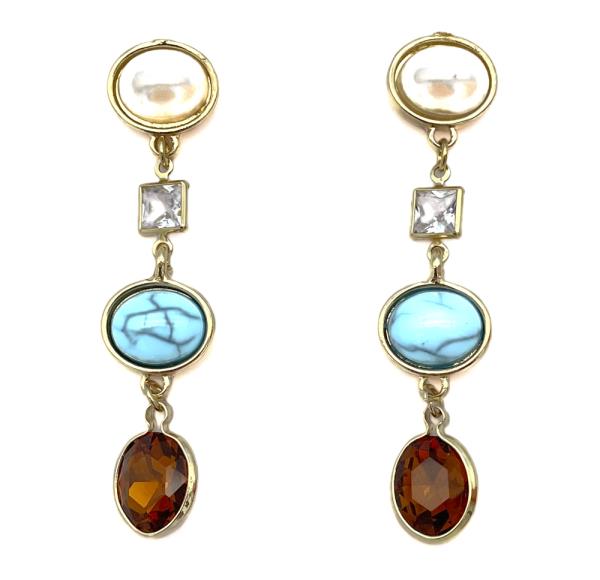 TQ STONE PEARL DROP EARRING