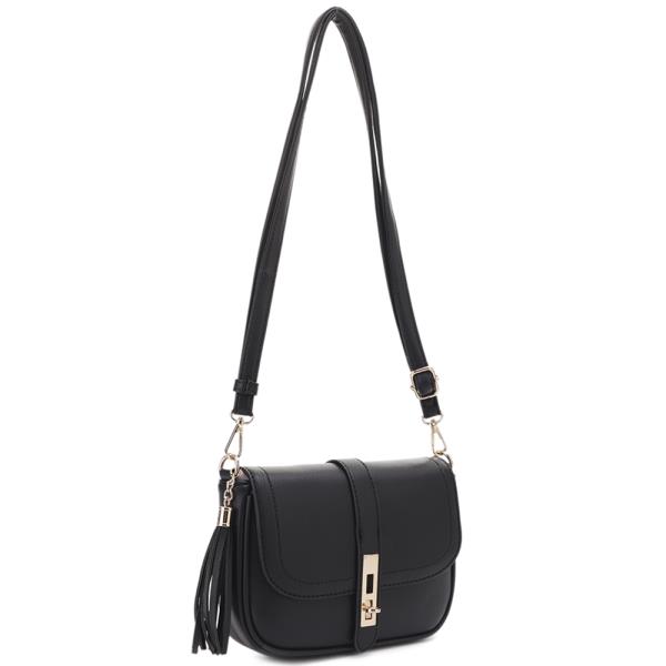 SMOOTH TASSEL TWIST LOCK CROSSBODY BAG