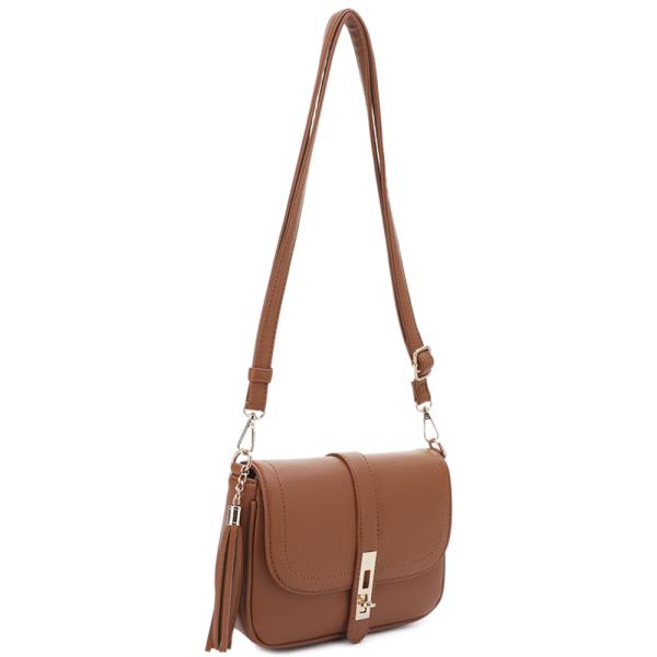 SMOOTH TASSEL TWIST LOCK CROSSBODY BAG