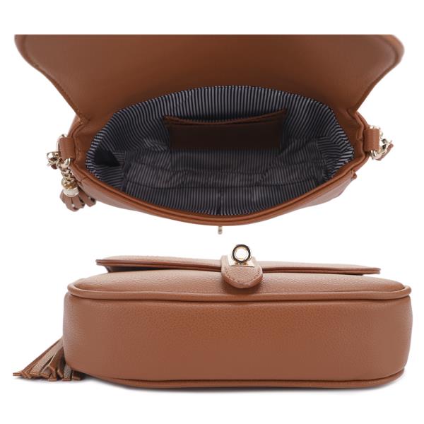 SMOOTH TASSEL TWIST LOCK CROSSBODY BAG