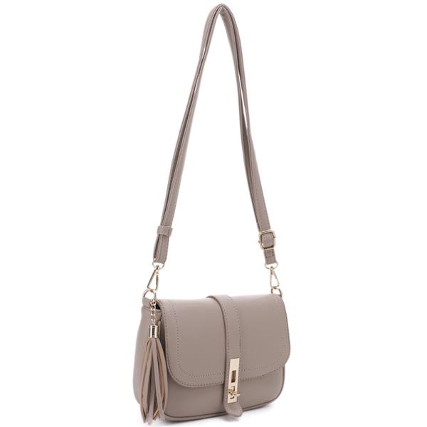 SMOOTH TASSEL TWIST LOCK CROSSBODY BAG