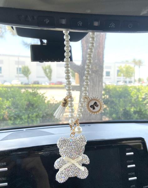 RHINESTONE BEAR CAR CHARM