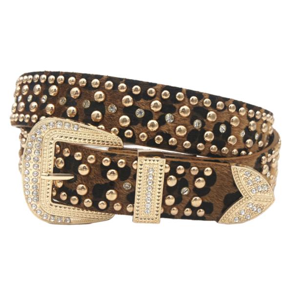 PLUS SIZE RHINESTONE ACCENT BUCKLE WITH STUD STRAP