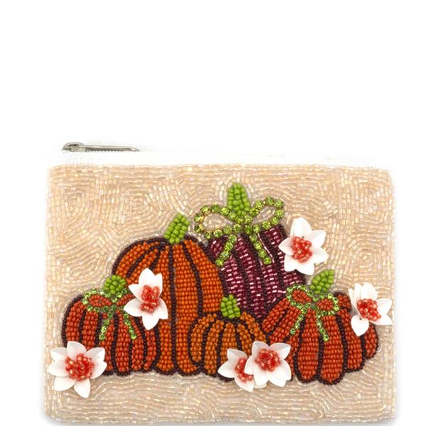 SEED BEAD PUMPKINS COIN BAG