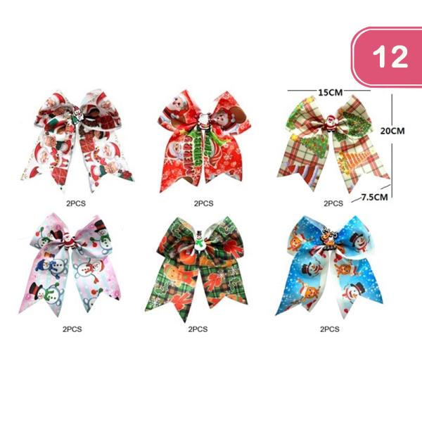 CHRISTMAS HAIR BOW PIN (12 UNITS)