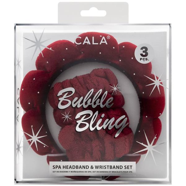 CALA SPA BUBBLE BLING HEADBAND AND WRISTBAND RED SET