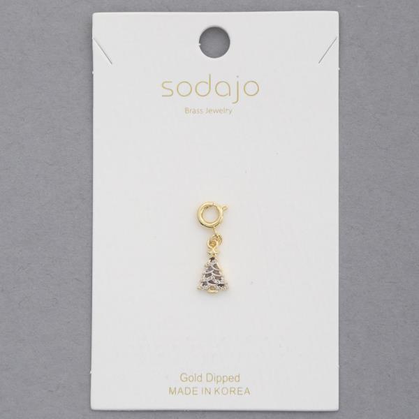 SODAJO RHINESTONE CHRISTMAS TREE GOLD DIPPED NECKLACE CHARM