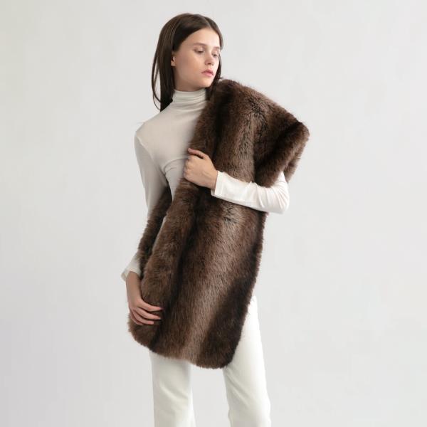 TWO TONE FUR SHAWL WRAP