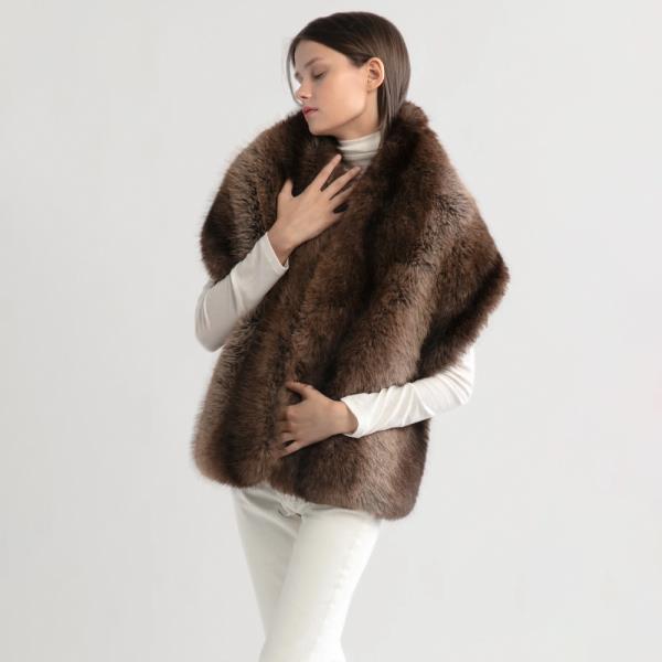 TWO TONE FUR SHAWL WRAP