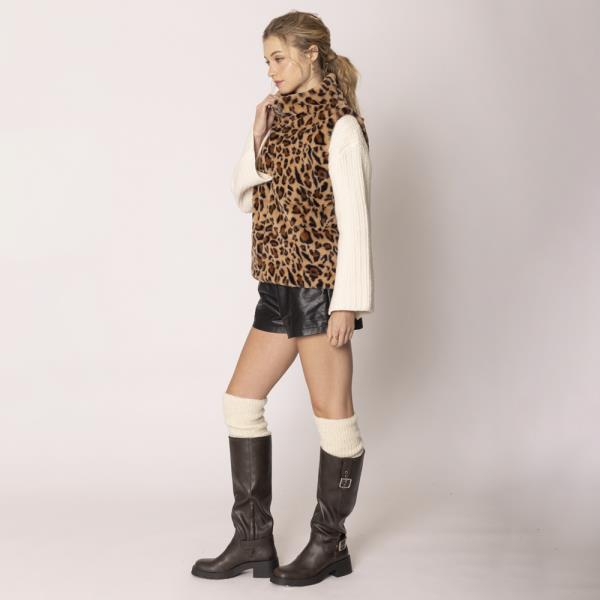 LEOPARD FAUX FUR VEST