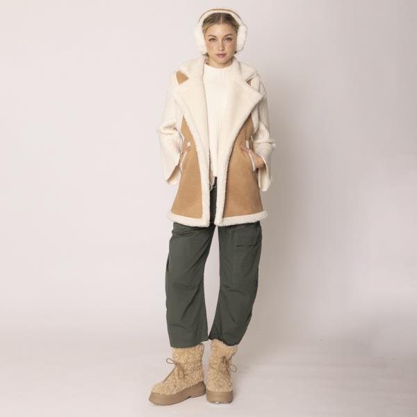 FAUX SHEARLING AVIATOR VEST