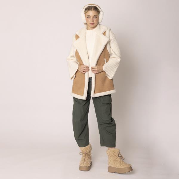 FAUX SHEARLING AVIATOR VEST