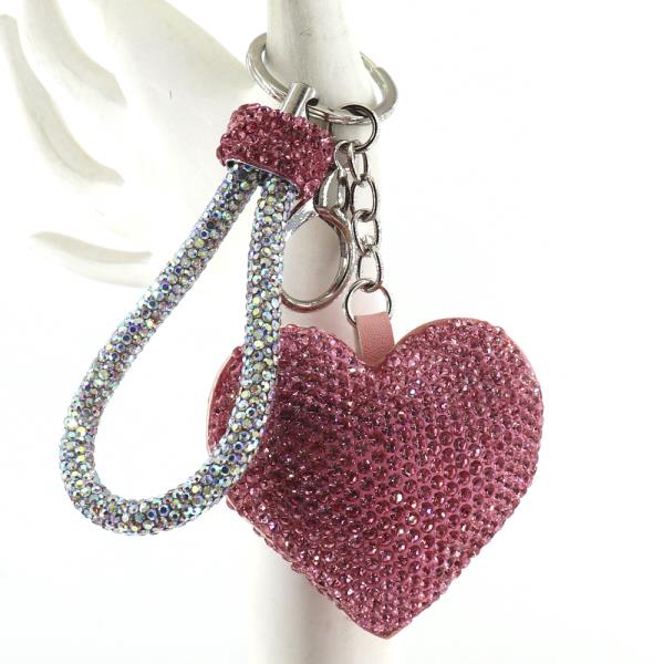RHINESTONE HEART KEYCHAIN