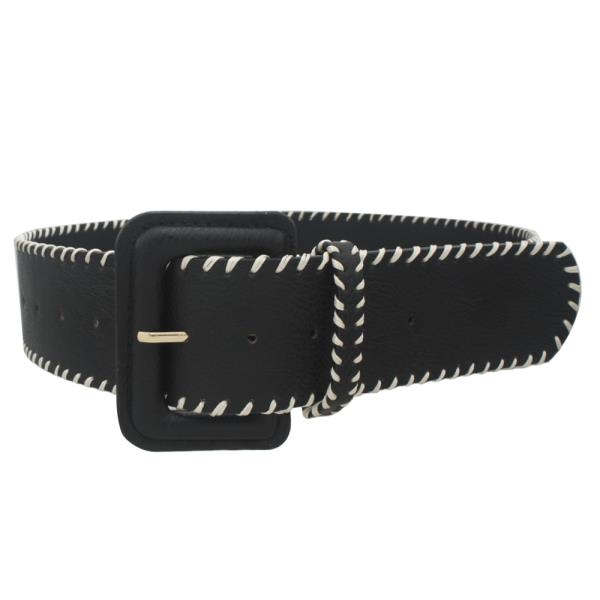 CONTRAST WHIP STITCH COVER BUCKLE BELT