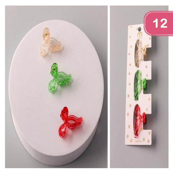 CHRISTMAS MINI BOW HAIR CLIPS (12 UNITS)