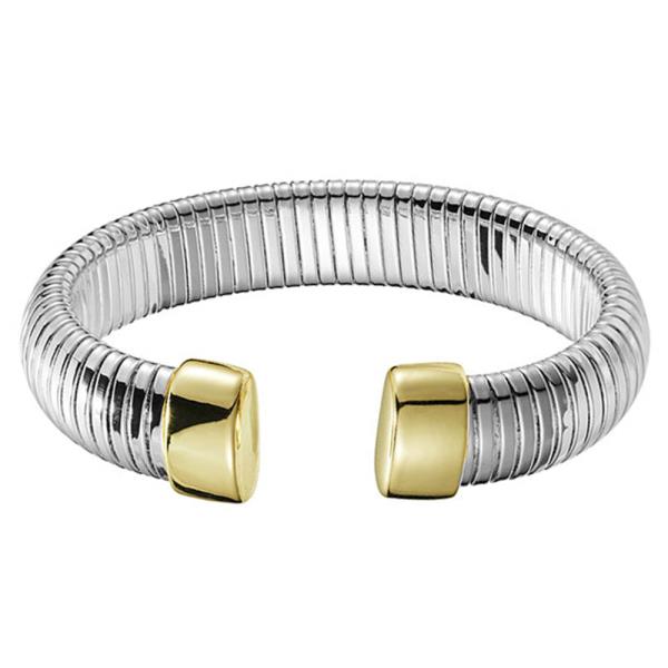 TWO TONE FLEXIBLE OMEGA CUFF BRACELET