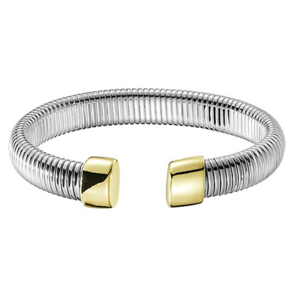 TWO TONE FLEXIBLE OMEGA CUFF BRACELET