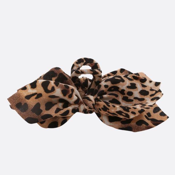 ANIMAL PRINT BOW CLAW HAIR CLIP