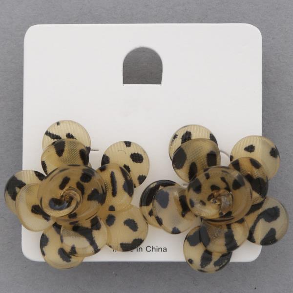 ANIMAL PRINT FLOWER POST EARRING