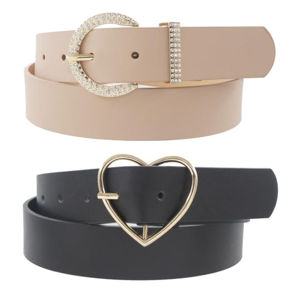 HEART ROUND BUCKLE BELT 2 PC SET