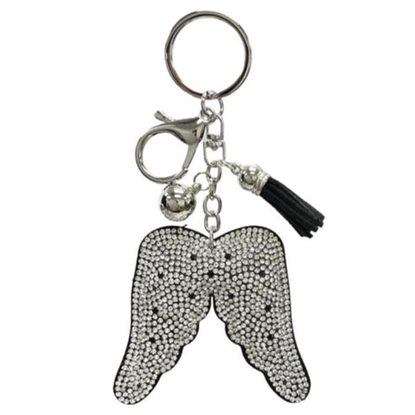 RHINESTONE WING KEYCHAIN WITH TASSEL