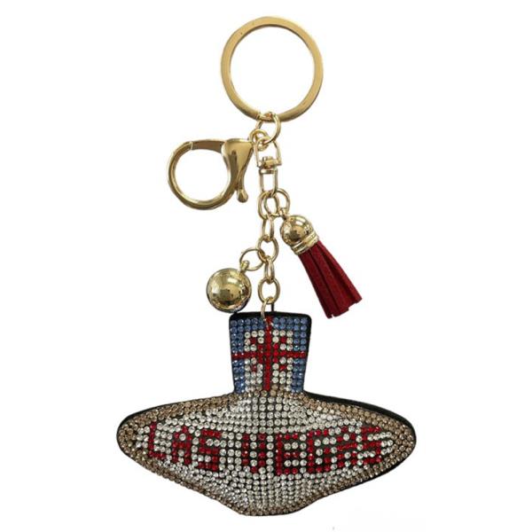 RHINESTONE LAS VEGAS KEYCHAIN WITH TASSEL