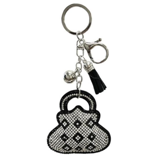 RHINESTONE BAG KEYCHAIN WITH TASSEL