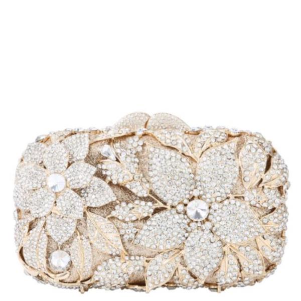 (PRE-ORDER/ONLY ONLINE) FLOWER ORNATE RHINESTONE MINAUDIERE CLUTCH BAG