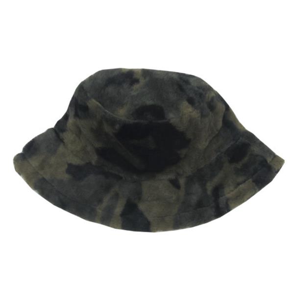 CAMOUFLAGE FAUX FUR BUCKET HAT