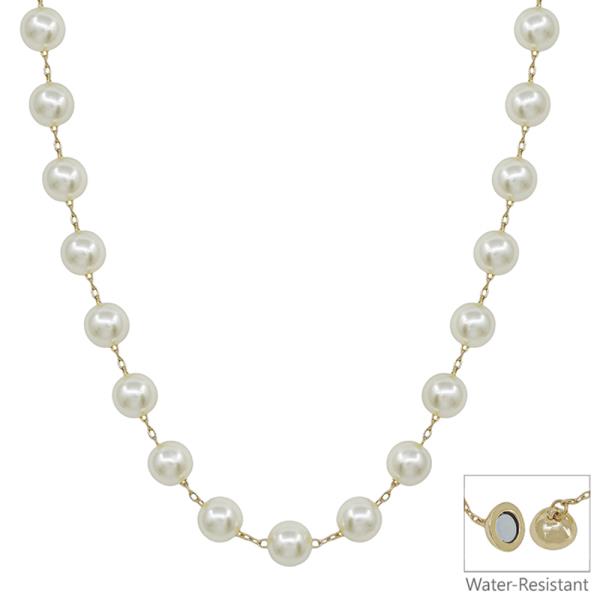 10MM PEARL WITH CHAIN ACCENT MAGNETIC CLASP SHORT NECKLACE