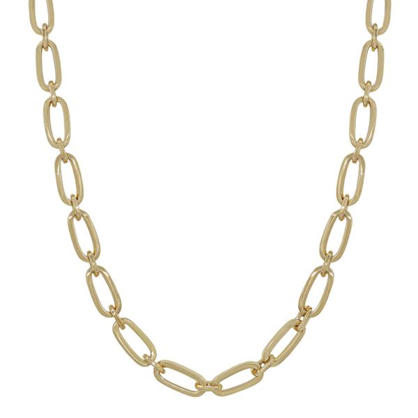 OVAL SHAPED METAL LINKED CHAIN SHORT NECKLACE