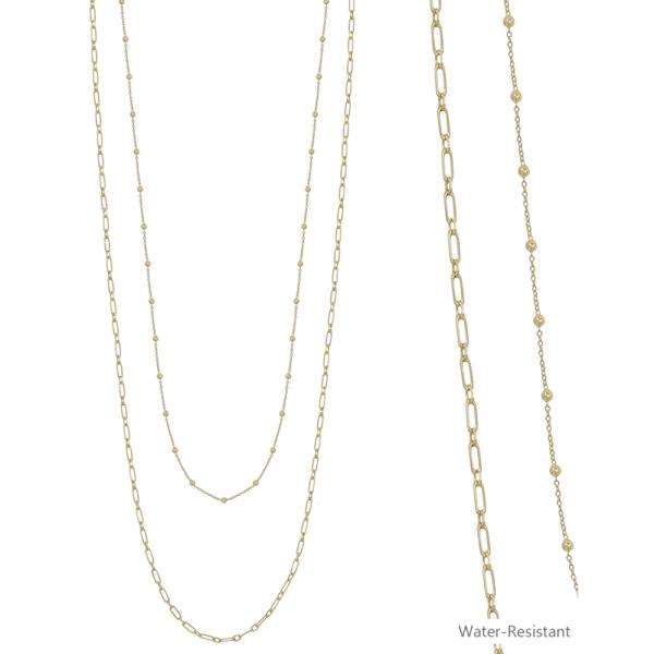 2 LAYERED CCB ACCENT CHAIN LINK NECKLACE