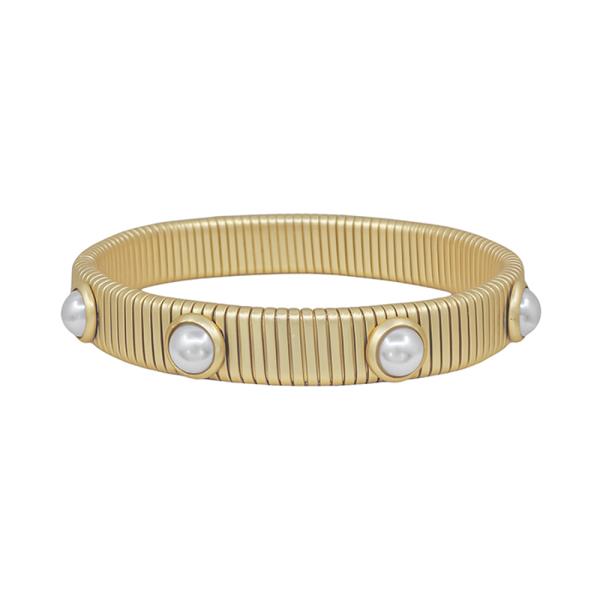 PEARL ACCENT STRETCHED METAL BANGLE