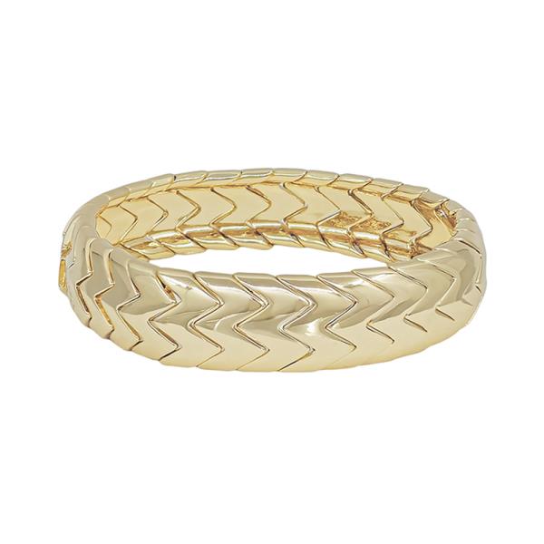 ZIGZAG PATTERN METAL CONNECTED STRETCH BRACELET