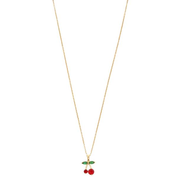 SODAJO RHINESTONE CHERRY CHARM NECKLACE